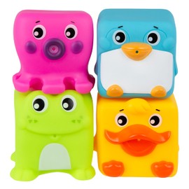 Playgro Grip and Stack Cubes - Soft Building Blocks for Stacking and Biting Vibrant Colours, Sensory Textures and Fun Animals