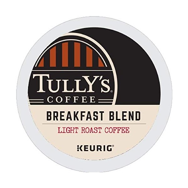 Tully's Coffee, Breakfast Blend, Single-Serve Keurig K-Cup Pods, Medium Roast Coffee, 48 Count (2 Boxes of 24 Pods)