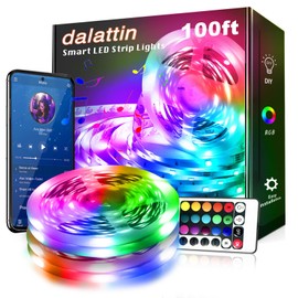 dalattin Bluetooth Led Lights for Bedroom 100ft,Smart Led Strip Lights with App Control Remote Control, RGB LED Light Strips,Music Sync Color Changing Room Decoration Party, (2 Rolls of 50ft)