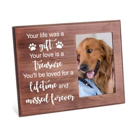 INFUNLY Pet Memorial Photo Frame Gift Wood Photo Frame for 4x6 Inch Photo Pet Remembrance Gift Pet Memorial Gifts Memorial Pet Loss Picture Frame Dog Memorial Gifts Sympathy Gift for Loss of Pet