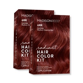 Madison Reed Radiant Hair Color Kit, Medium Cayenne Red for 100% Gray Coverage, Ammonia-Free, 6RR Savona Scarlet, Permanent Hair Dye, Pack of 2
