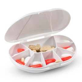 Multi-Day Vitacarry 8 Compartment Pill Box Holds up to 60 Pills Actual Size: 6w X 4d X .93̦h (White)
