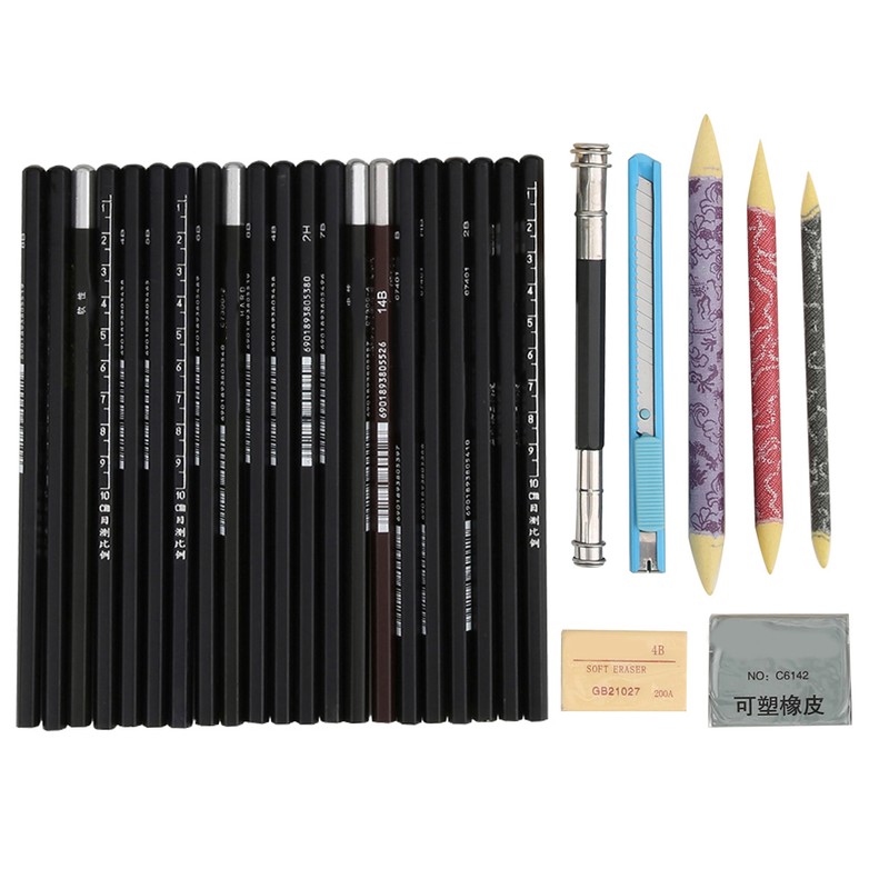 29pcs Sketching Pencil Tool Kit Beginner Artist Drawing Pencil Roll