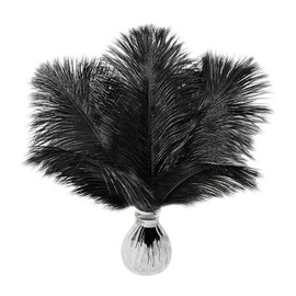 UUYYEO 10 Pcs 10-12inch Natural Black Ostrich Feathers Craft Feathers Centerpiece Table Decorations Feathers Wedding Decor Feathers Floral Arrangement Feathers Gatsby Decorations