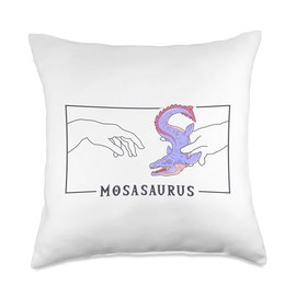 Toy Mosasaurus Fossil Stuffed Animal Plush Gifts Michelangelo Creation of Adam Fossil Mosasaurus Throw Pillow, 18x18, Multicolor