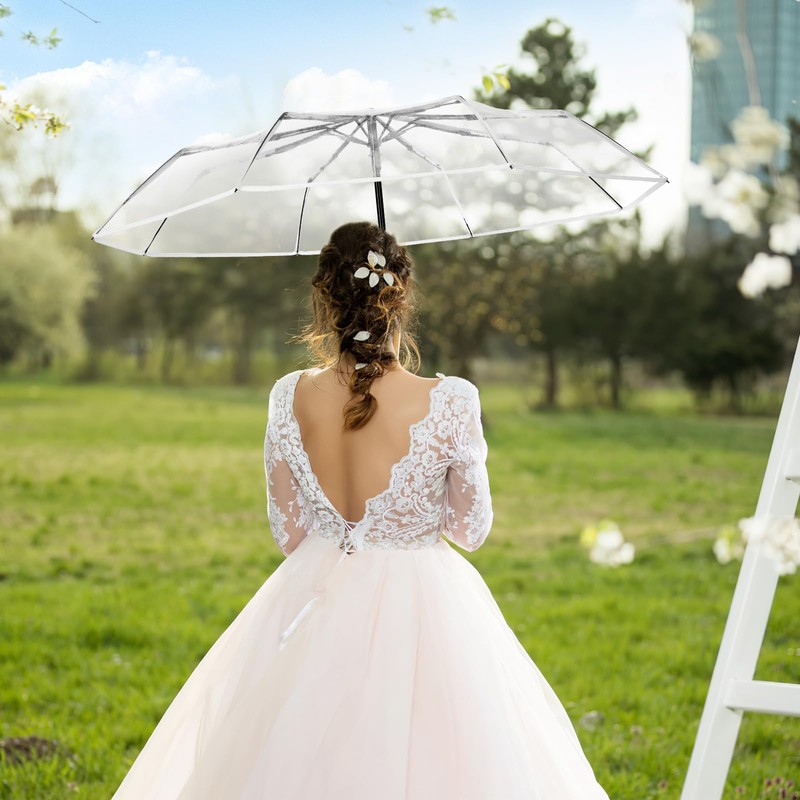 VALICLUD Automatic Opening Close, Transparent Pocket Umbrella, Easy to Carry,
