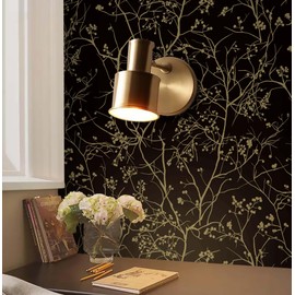 GloryTik Peel and Stick Wallpaper Black and Gold Wallpaper Floral Contact Paper Boho Wallpaper Peel and Stick Removable Self Adhesive Wallpaper for Cabinets and Walls Vinyl Rolls 16.14"x118"