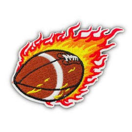 AAVEDGE Fire Football Iron On Patches for Clothes, Premium Embroidered Fabric Appliqué, Flame Sports DIY Durable Iron On Patches for Clothing, Jeans, Backpacks, Jackets, Hats, Sportswear & Bags