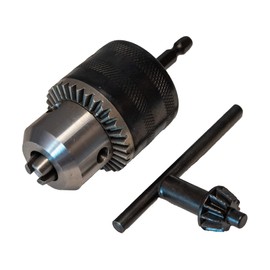 8Peak Drill Chuck Adapter with Key 1.5-13mm 6.35mm Hexagon Round Shaft Conversion Impact