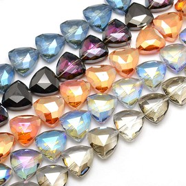 KISSITTY 10pcs Electroplate Glass Beads Triangle Faceted Crystal Spacer Loose Beads Random Mixed Color 18x18mm for DIY Bracelet Necklace Jewelry Making