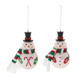 Melrose International Snowman Ornament (Set of 6) 4.5" H Glass/Fabric
