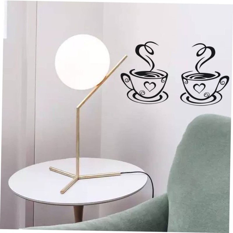 KONTONTY Sticker Wall Decals 5 Pack Cup Stickers 31x19cm Black
