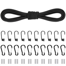 Akicderu Rubber Cord, 6 mm x 15 m Expander Rope, Versatile Rubber Cord, Strong Elastic Rubber Cord, Rubber Band, Tarpaulin Rope, Tension Rope for DIY, Black