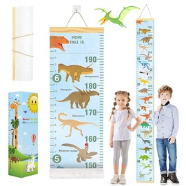 ouhos Height Chart Children's Size Gauge Children Growth Height Chart Roll Up Wall Hanging Altimeter Removable Canvas Measuring Guide Ruler for Baby Nursery Bedroom Wall Decoration with Box