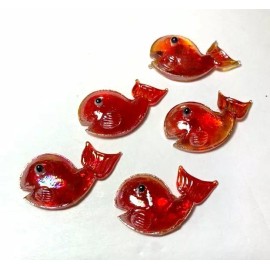 Mega Marbles Mini "Orange Whale" Glass Figurines Pk 5 Miniature Arts & Crafts, Party Favors