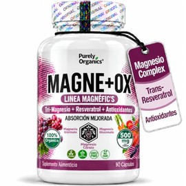 Magnesio Complex con Resveratrol, Glicinato, Gluconato y Citrato de Magnesio, Vitamina C, 90 Cápsulas, Suplemento Alimenticio para Hombres y Mujeres A