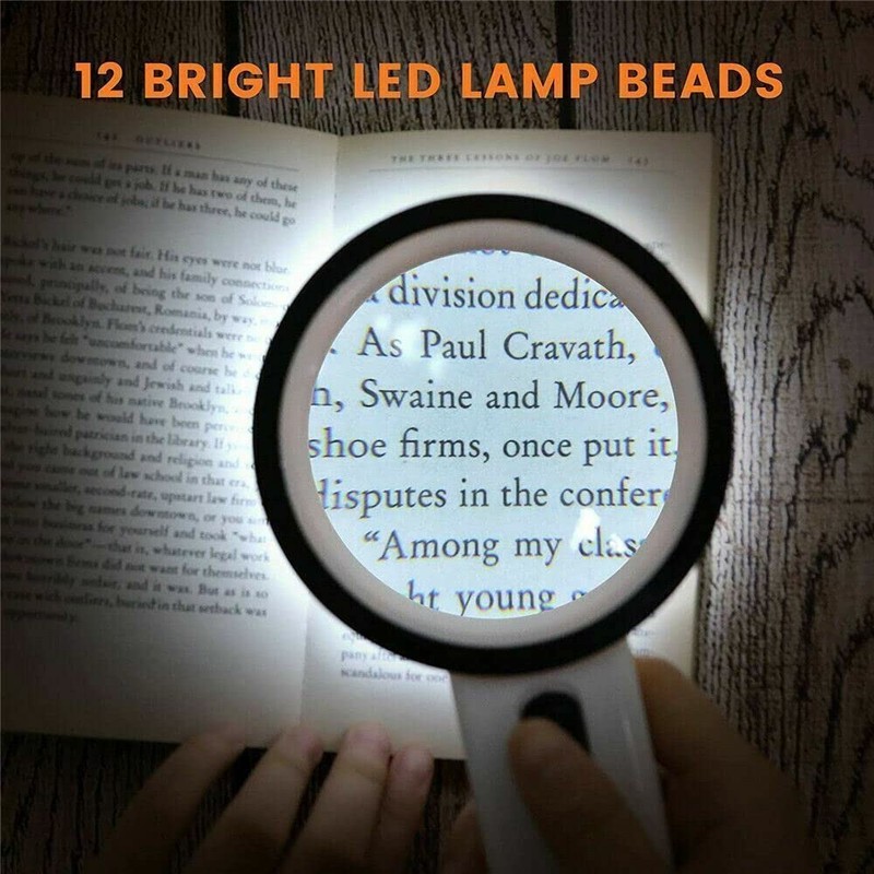 30X Handheld Magnifying Glass with 12 LED Lights, 12 LED