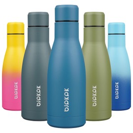 BJPKPK 12oz Water Bottles Stainless Steel Double Wall Vacuum Insulated Small Water Bottles for Travel,Sea Blue