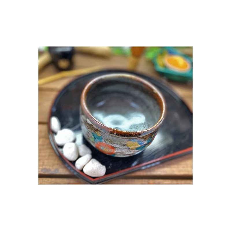 kutani ware Green tea bowl tsubaki ni tori