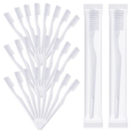 Aphumedc 200 Pack Individually Wrapped Disposable Toothbrush Bulk, Soft Bristle Travel Toothbrush for Adults, Hotels, Travel, Donation, White