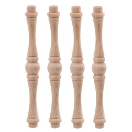 BQLZR 15.5cm Length Vintage European Style Cabinet Accessories Unfinished Wood Natural Cutout Wooden Spindle Pack of 4