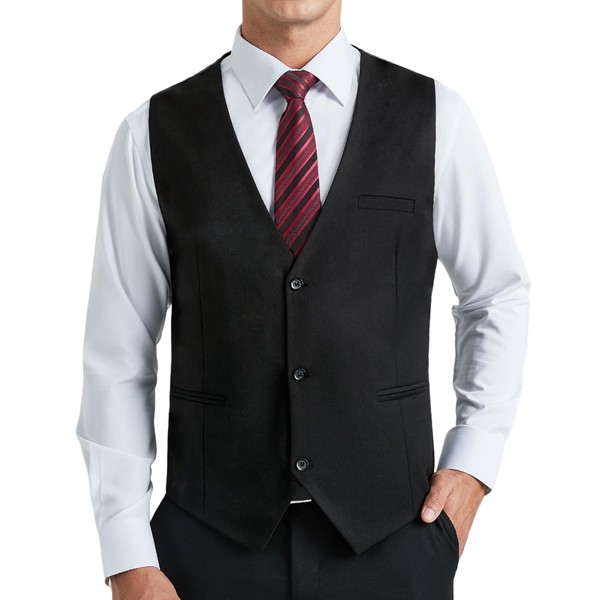 HISDERN Suit Vests for Men Formal Elegant Vest Cotton Plain