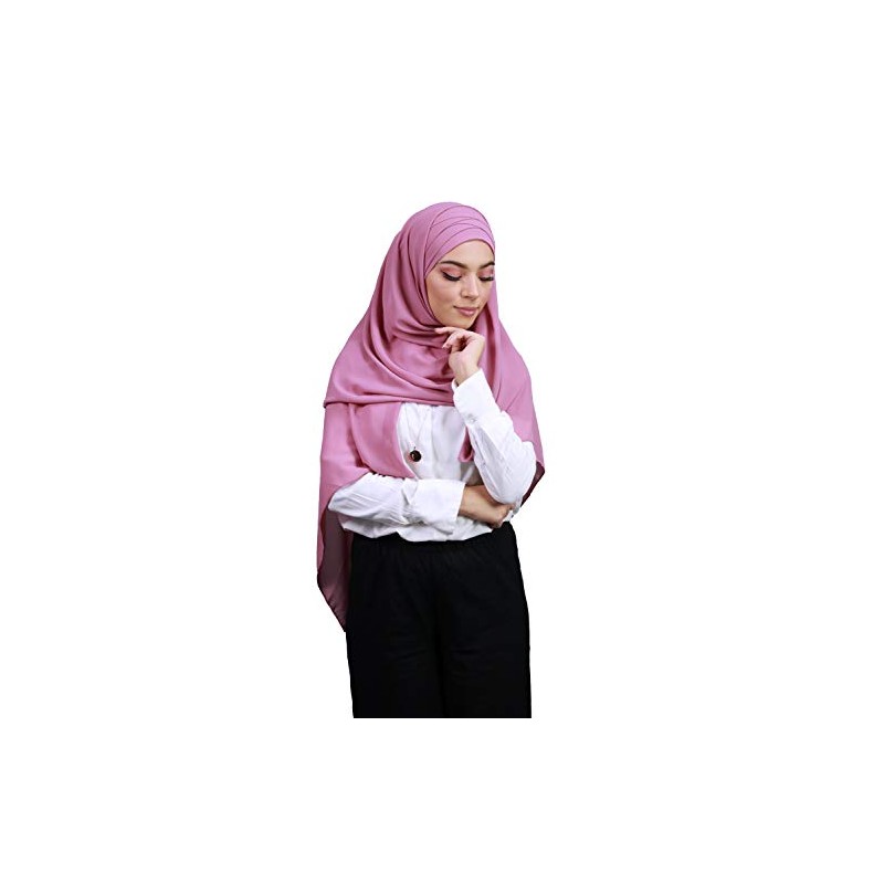 Crepe Muslin Hijab with Integrated Hood Magenta One Size, magenta