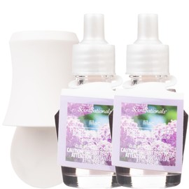 Scentsationals Plug in Air Freshener Starter Set – Swivel Plug Fragrance Oil Diffusers & 2 Long Lasting Scent Refills - Lilac Blossoms Scent