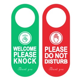 2PCS Do Not Disturb Door Hanger Sign for Office，Double-Sided Please Knock Door Knob Hanging Sign for Office, Home, Clinic, Hotel, Bathroom, Bedroom, Therapists(8.9''x3.3'')