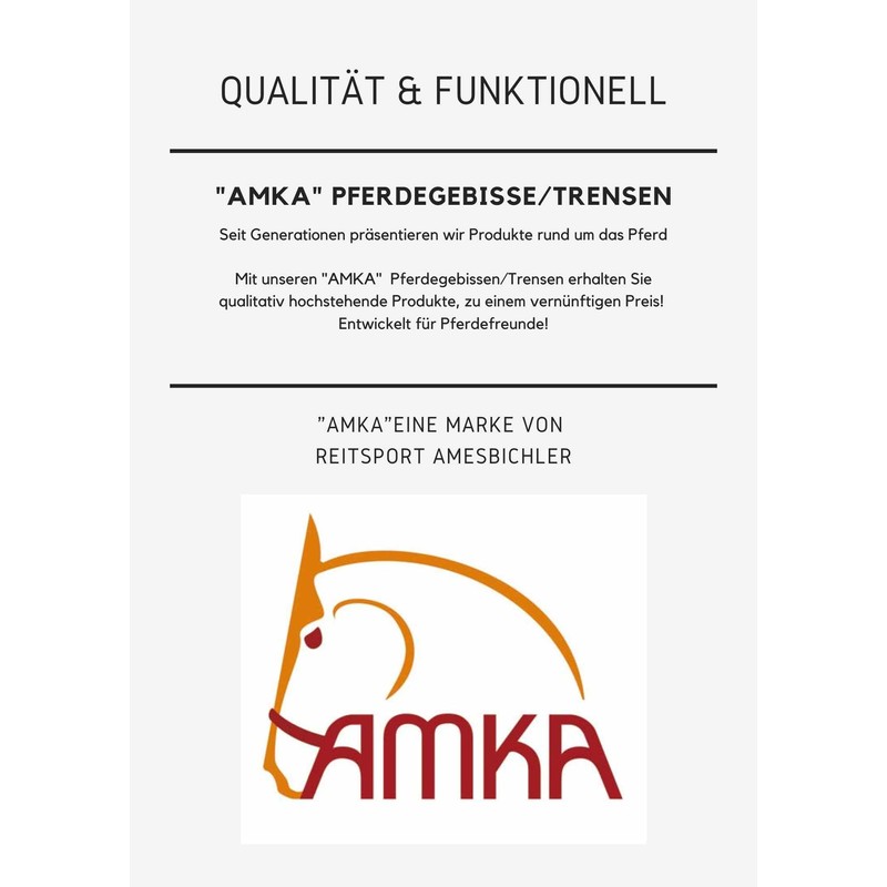 AMKA Snaffle Double Broken Solid Stainless Steel Thickness 16 mm