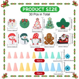 beinkmake 30Pcs Knitting Needle Stoppers Christmas Silicone Needle Point Protectors Stitch Tips for Sewing Knitting DIY Craft
