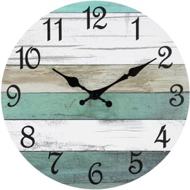 CHYLIN Wall Clock Silent Non Ticking Wall Clocks Battery Operated,Teal Rustic Clock Decorative for Kitchen Bathroom Bedroom Living Room(8 Inch)