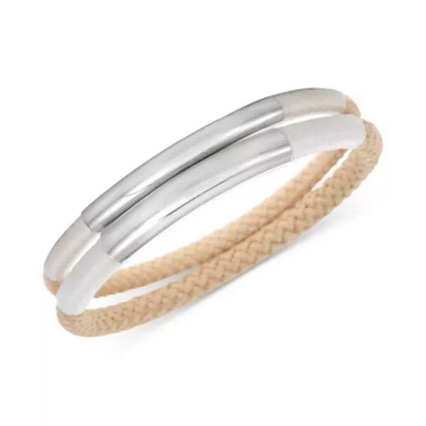 Alfani Silver-Tone 2-PC. Set Curved Bar and Braided Rope Bangle