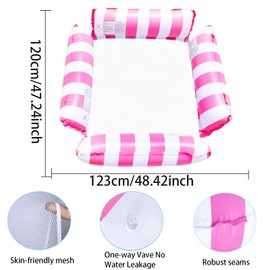 Air Mattress Pool, Inflatable Swimming Seats, Pool Toy Water Hammock Adults, 4-in-1 Inflatable Pool Toy, Water Hammock Air Mattress for Adults / Children (Pink)