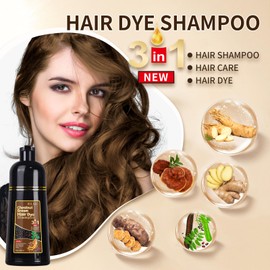 GFEUGS GFEUGS Haarfarbe Haarfärbeshampoo, 500ML Hair Dye Shampoo 3 in 1 Gegen Graue Haare, Hair Color Sofort Haarfarbe Shampoo Tönungsshampoo, Farbshampoo Haartönung für Männer Frauen (Kastanienbraun)