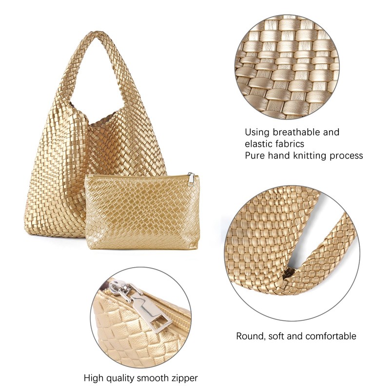 Woven Tote Bag For Women,Vegan Leather Hand Woven Handbags And