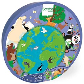 Scratch Europe 276181196 Animals Contour Children, Mini Shape Puzzle World, 45 Pieces