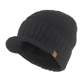 Kuyou Men's Knitted Beanie Hat with Visor Beanie Cap -