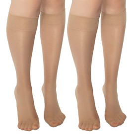 MANA MANA Knee High Socks - 15 Denier Knee High Socks Breathable and Chic Boho Style Universal Size Made in Italy - Perfect for All Occasions, natural