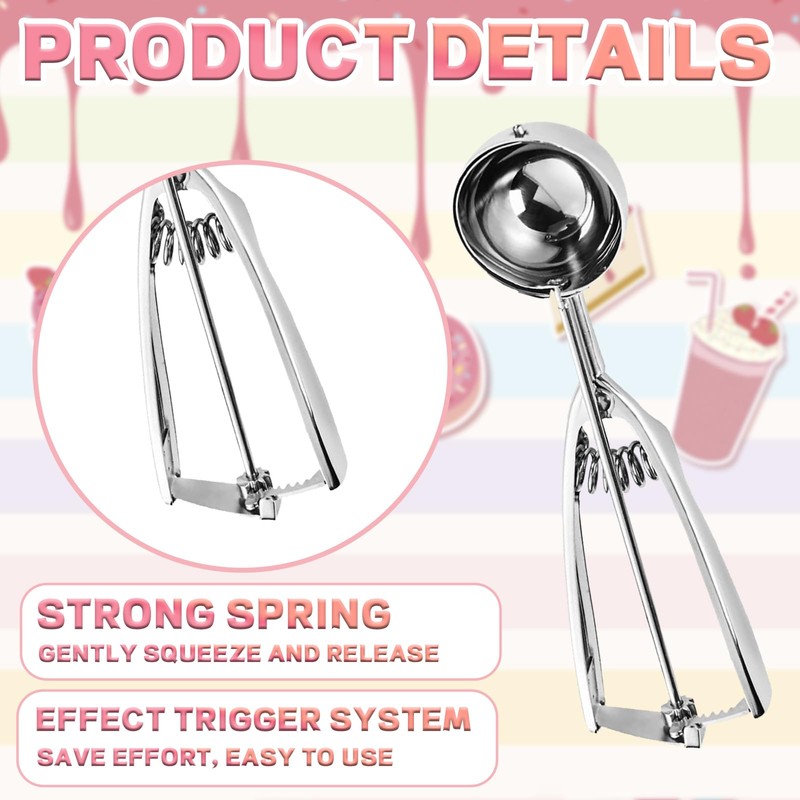 Stainless Steel Trigger Ice Cream Scoop Set – 4-Piece Professional