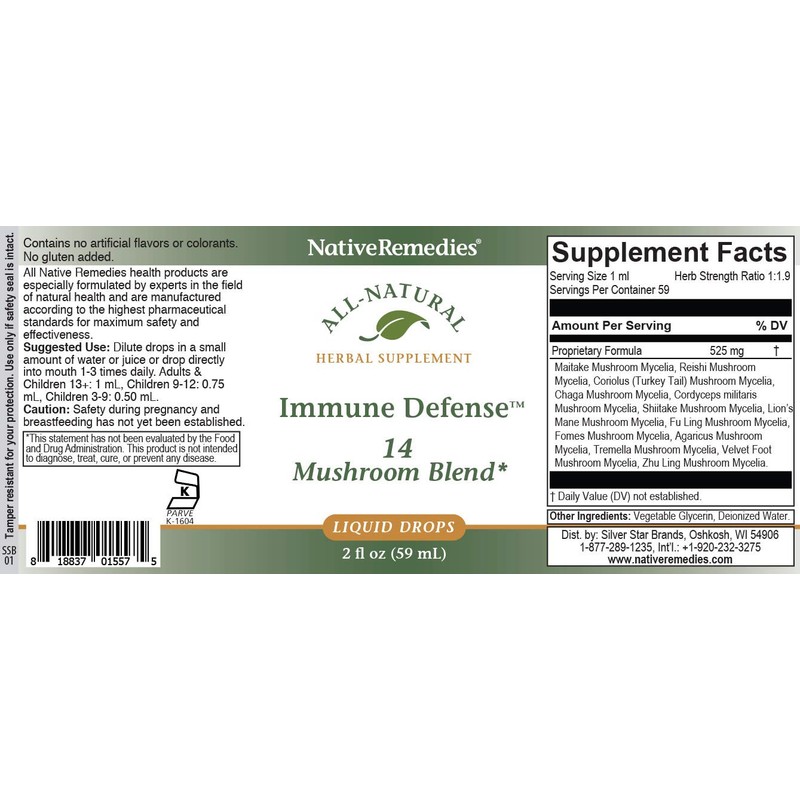 Native Remedies Immune Defense 14 Mushroom Blend to Protect and