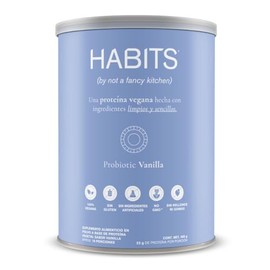 HABITS BY NOT A FANCY KITCHEN | Proteína Vegetal en Polvo | Sabor Vainilla 488 g | 21.5 g de Proteína Por Porción | Sin Azúcares Añadidos | Fuente de BCAAs, No GMO 16 Porciones