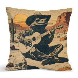 Funny Throw Pillow Covers 18x18, Western Cowboy Frog Decor