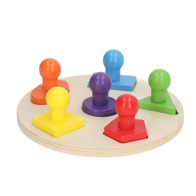 Wood Shape Puzzle Educational Colorful Early Learning Skill Development Round