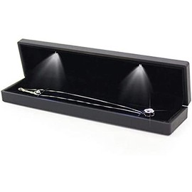 Salmue Jewellery Gift Box with LED Light, Necklace Bracelet Rings Pendant Storage Case for Wedding Proposal Engagement Valentine's Day Favors Birthday Charms (Necklace)