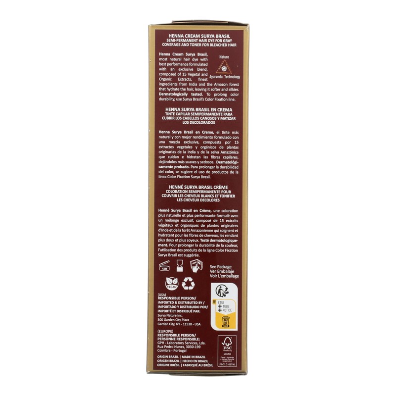 Surya Brasil - Henna Cream for Gray Coverage, Semi Permanent