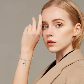 PROESS Father Mother Daughter Charm fit Charms Bracelet Sterling Silver Charms for Bracelets Birthday Valentines Day Gifts for Daughter Mother Lover, Sterling Silver, No Gemstone