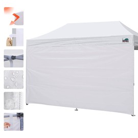 Eurmax USA Instant Canopy SunWall Camping Tent Tarp Shelter 10x15 Canopy Wall Sidewall Canopy Tent Sidewalls for Pop Up Canopy Tent,1 Pack Sidewall Only(White)