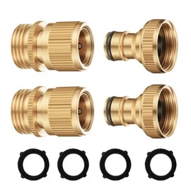 SICILAMIU Garden Hose Quick Connector, Solid Brass 3/4 inch GHT Thread No-Leak Water Hose Fittings for Quick Connect and Release, Male and Female Garden Hose Adapter (2 Pack)