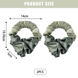 Yeomju Pack of 2 Green Heat Free Curls Silky Hair Bobbles for Women, Soft Elastic Satin Silk Hair Bobbles for Sleep, Silky Satin Hair Ties, Overnight Curls